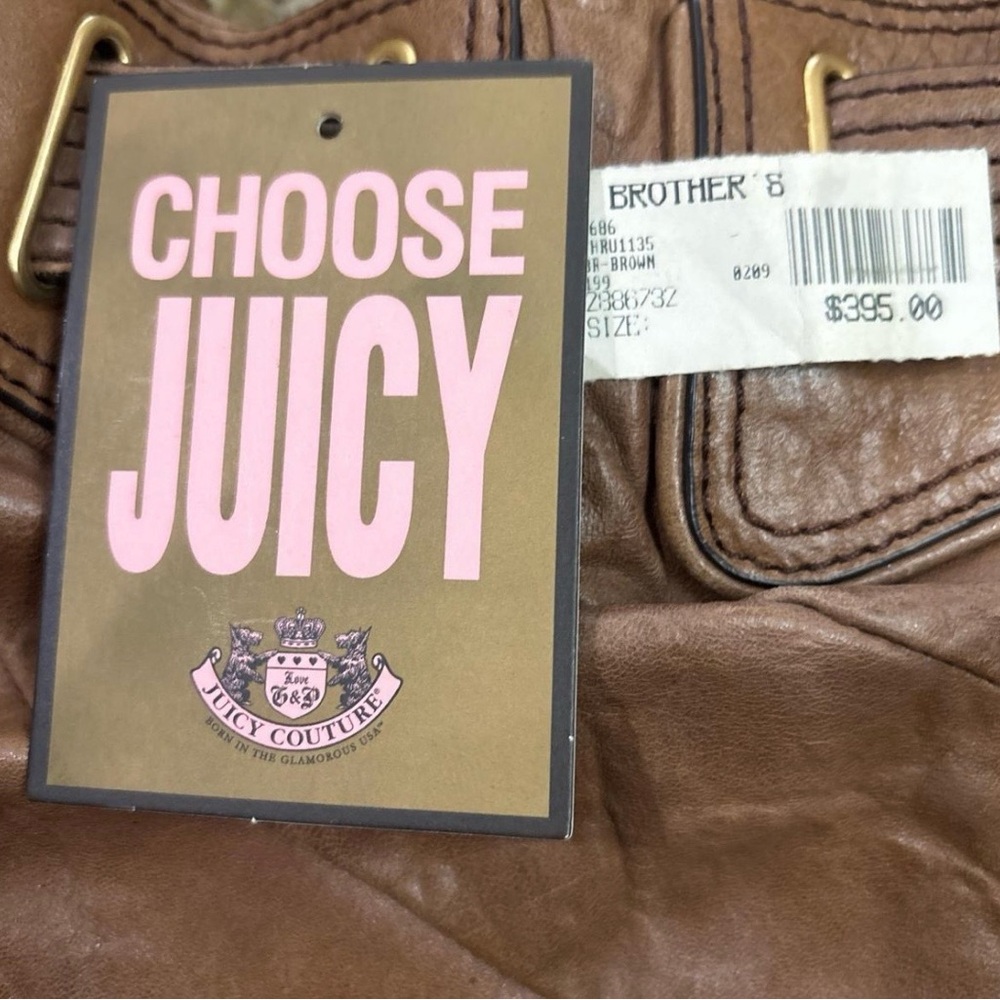 Juicy Couture Brown Leather Accent Bag hobo style bag